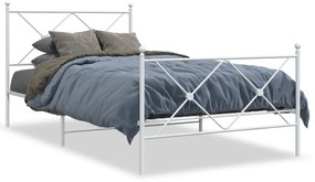 Estrutura de cama com cabeceira e pés 100x200 cm metal branco