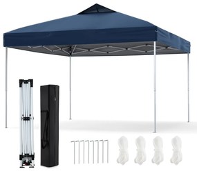 Tenda dobrável 295 x 295 cm para jardim, feiras, eventos com bolsa de transporte teto ventilado Azul Escuro