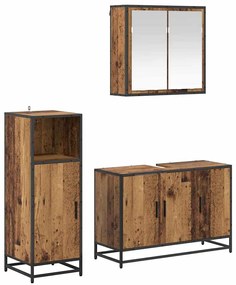 vidaXL Conjunto de Móveis para Banheiro com porta 3 pcs Madeira Antiga