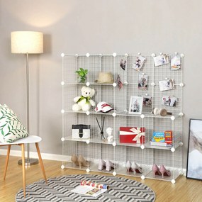 Armario de encaixe Plástico 16 cubos de grelha 123 x 31 x 123 cm branco