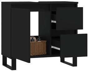 Armário de casa de banho 65x33x60cm derivados de madeira preto