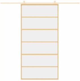 Porta deslizante 102,5x205 cm vidro ESG/alumínio dourado