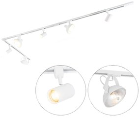 Sistema de calhas monofásico com 6 focos brancos ajustáveis - Magnax Jeana Moderno