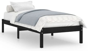 Estrutura de cama 90x200 cm pinho maciço preto