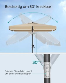 Guarda-sol de varanda, jardim retangular 200 x 150 cm com inclinação taupe