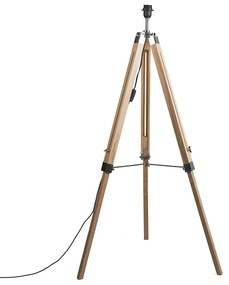 Candeeiro de pé rústico em madeira sem abajur - Tripod Design,Industrial,Retro