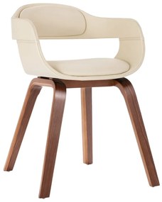 Cadeira de jantar madeira curvada e couro artificial branco