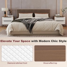 Cómoda com 2 Gavetas de Tecido Frentes com Padrão de Diamante 59,5x30x54 cm Móvel de Arrumação Madeira e Branco
