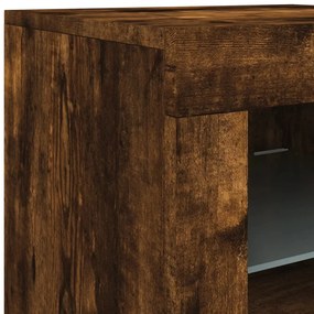 Aparador com luzes LED 142,5x37x67 cm carvalho fumado