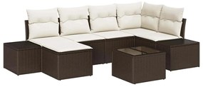 Conjunto de sofá de jardim com 6 peças e almofadas cinzas em rattan si