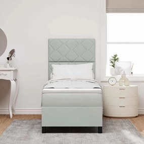 vidaXL Cama Box com colchão Cinzento-claro 80 x 200 cm Veludo