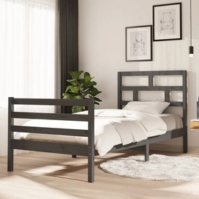 vidaXL Estrutura de cama 90x200 cm madeira de pinho maciça cinzento