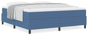 Cama Box com Colchão Azul, Super King, em Tecido Corduroy