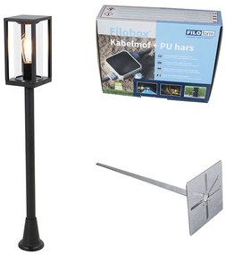 Candeeiro de exterior de pé preto 100 cm com estaca de terra e prensa-cabos - Charlois Design