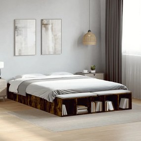 Estrutura de cama 140x200 cm derivados madeira carvalho fumado