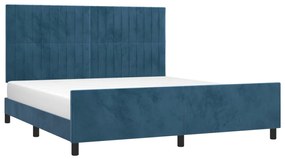 Estrutura de cama sem colchão 160x200 cm veludo azul-escuro