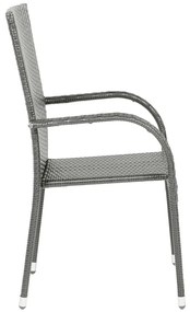 Cadeiras de exterior empilháveis 4 pcs vime PE cinzento
