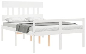 Estrutura de cama com cabeceira 140x200cm madeira maciça branco