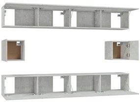 Conjunto móveis de TV 6 pcs madeira processada cinzento cimento
