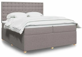 Cama com molas/colchão 200x200 cm tecido castanho-acinzentado