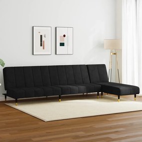 vidaXL 2 pcs conjunto de sofás veludo preto
