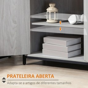 HOMCOM Armário de Sala de Estar com 2 Portas 2 Gavetas e Prateleira Ajustável Móvel Auxiliar de Armazenamento para Cozinha Sala de Jantar Dormitório Estilo Moderno 64x34x90cm Cinza