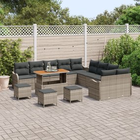 Conjunto de Sofás de Jardim vidaXL de 14 Peças com Almofadas Cinza Rat