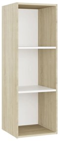 Móvel de TV 107x35x37 cm contraplacado branco e carvalho sonoma