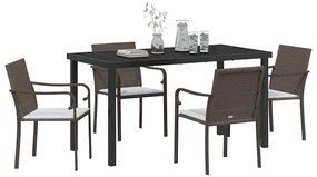 Conjunto de Jantar de Jardim de 5 Peças com Almofadas - Rattan Poli Ca