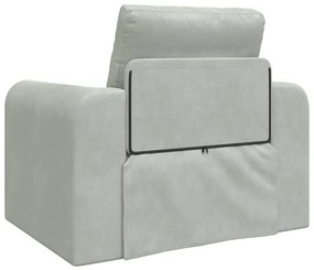 Sofá Cama 2-em-1 Cinza Claro 98x71x83 cm Veludo