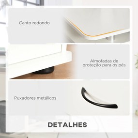 Mesa de Computador com Prateleiras 2 Gavetas Bandeja de Teclado e Suporte para Monitor e CPU 120x55x85 cm Branco