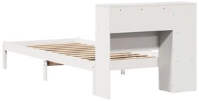 Cama com estante sem colchão 90x200 cm pinho maciço branco