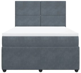 Cama com molas/colchão 140x190 cm veludo cinzento-escuro