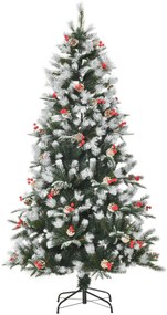 HOMCOM Árvore de Natal 180 cm Artificial com 678 Ramas 53 Pinhas e 53 Frutinhas Folhas de PVC PE Base Dobrável e Suporte Metálico | Aosom Portugal