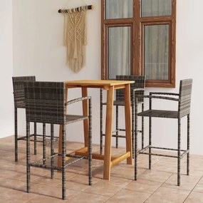 vidaXL 5 pcs conjunto de bar para jardim cinzento