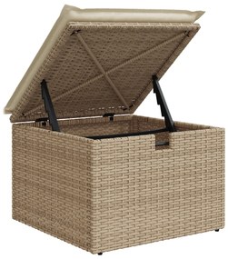 Conjunto de Sofá de Jardim de 8 Peças com Almofadas Bege de Polirattan