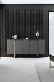 Conjunto de Mobiliário de Sala Luxe – Antracite e Dourado – Console 16