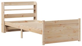 Estrutura de cama com cabeceira 90x200 cm pinho maciço