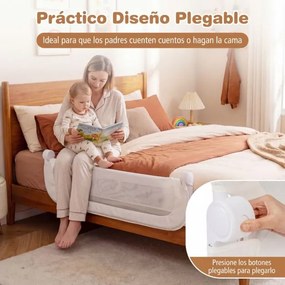 Barreira dobrável para camas infantis, altura ajustável com 120 x 36 x 60 cm, com capa removível em tecido Oxford, base em U, com correia e fivela, br