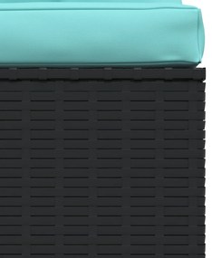 4 pcs conjunto lounge de jardim c/ almofadões vime PE preto