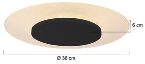 Moderne plafondlamp wit met zwart 36cm incl. LED - Lido Moderno