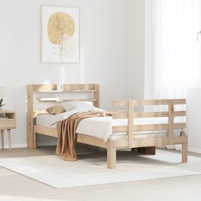 vidaXL Estrutura de cama com cabeceira 100x200cm pinho maciço
