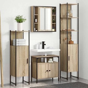 Conjunto de Móveis para Banheiro 4 pcs Carvalho sonoma