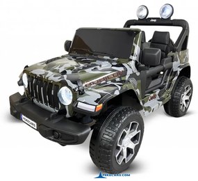 Carro eletrico crianças Jeep Wrangler Rubicon MP4 12V 2.4G Verde Camuflado