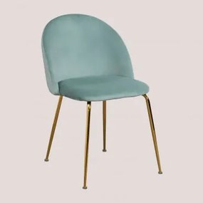Pack 4 Cadeiras de Jantar de Veludo Kana Design Verde Abeto & Dourado - Sklum