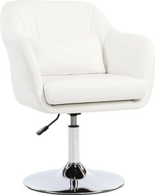 HOMCOM Cadeira de Escritório Giratória 360° Tamborete de Bar Cozinha Cabeleireiro com Encosto Envolvente Altura Ajustável 60x60x79-91 cm Branco | Aosom Portugal