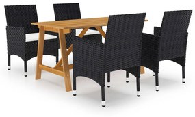 vidaXL 5 pcs conjunto de jantar para jardim preto