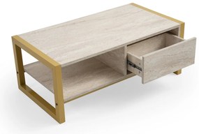 Mesa de Centro Haldizen – Travertino Dourado – 105x40x55 cm