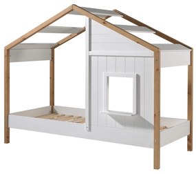 Cama Infantil BABS 91 Desenho Casa + Gaveta Branco/Natural