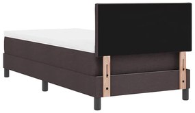 Cama Box com Colchão &amp; LED Marrom Escuro 90x200 cm Tecido